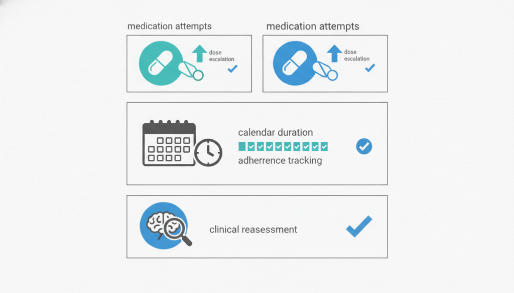 Adequate antidepressant trial process for treatment resistant depression