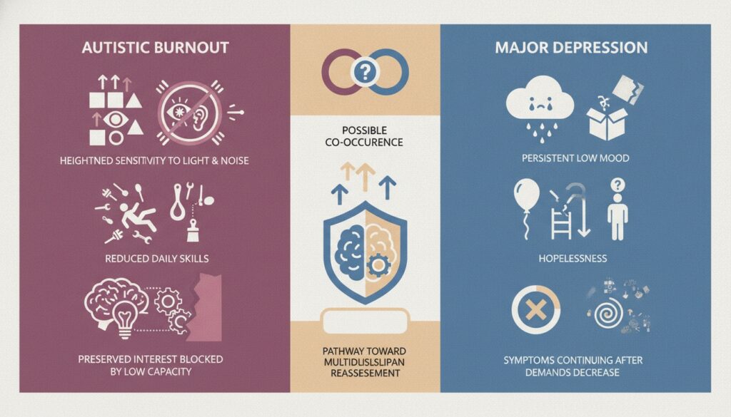 Clinical differences between autistic burnout and major depression