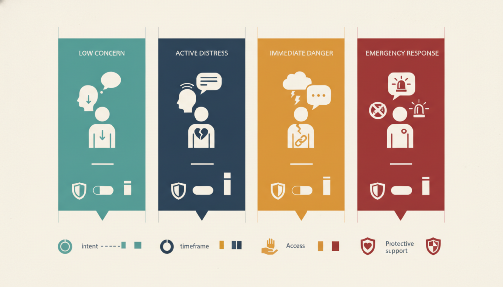 Clinical suicide risk assessment continuum with protective factors