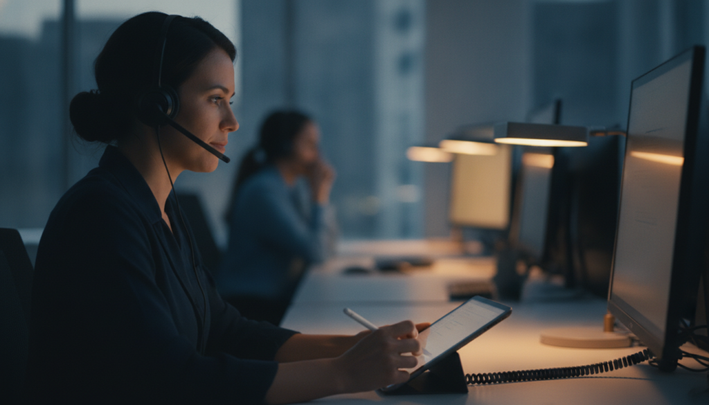 Crisis counselor supporting Georgia mental health hotline callers
