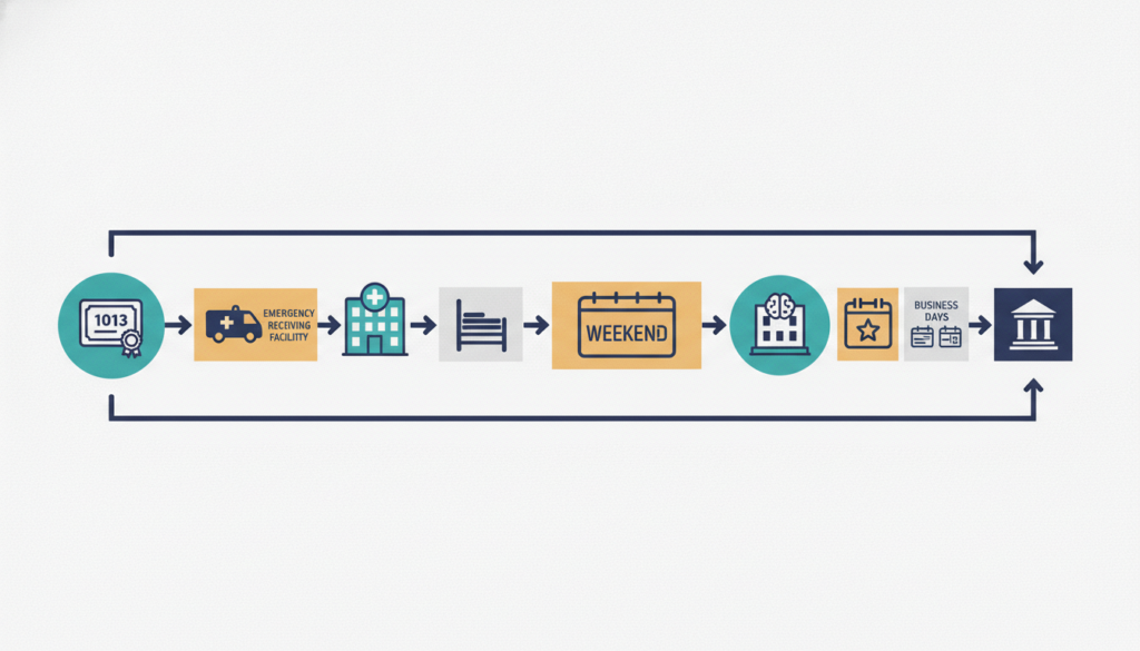 Georgia 1013 hold timeline showing exam window and next legal steps