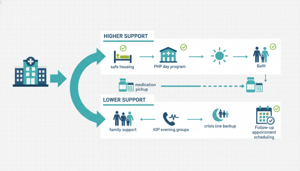 Step down care after psychiatric hold with PHP and IOP options