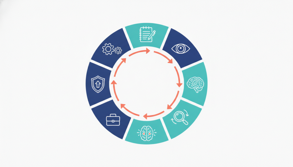 Eight-phase EMDR therapy process shown as a clinical visual workflow