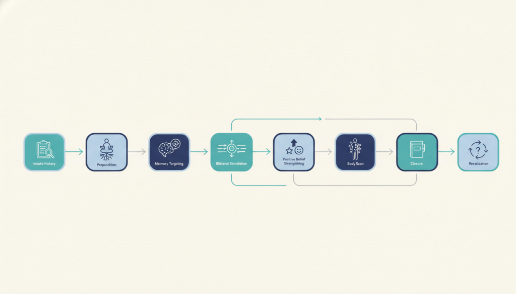 Visual guide to eight phases of EMDR therapy for trauma treatment